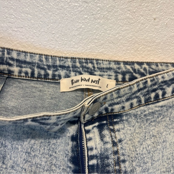 Three Bird Nest Bell Bottom Flare Leg Jeans Blue Denim Women's Size L - Picture 4 of 8